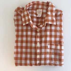 J.Crew Factory Pumpkin Orange Plaid Button-down